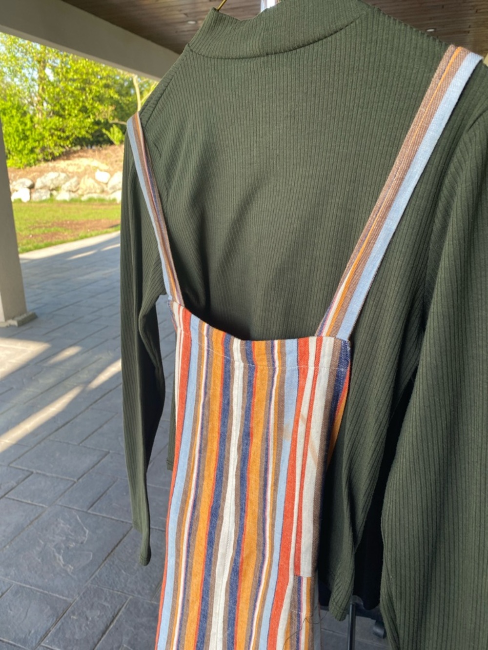Outfit! Striped Knit Wide-Leg Jumpsuit & Forest Green Long-sleeve *flawed - Picture 2 of 14